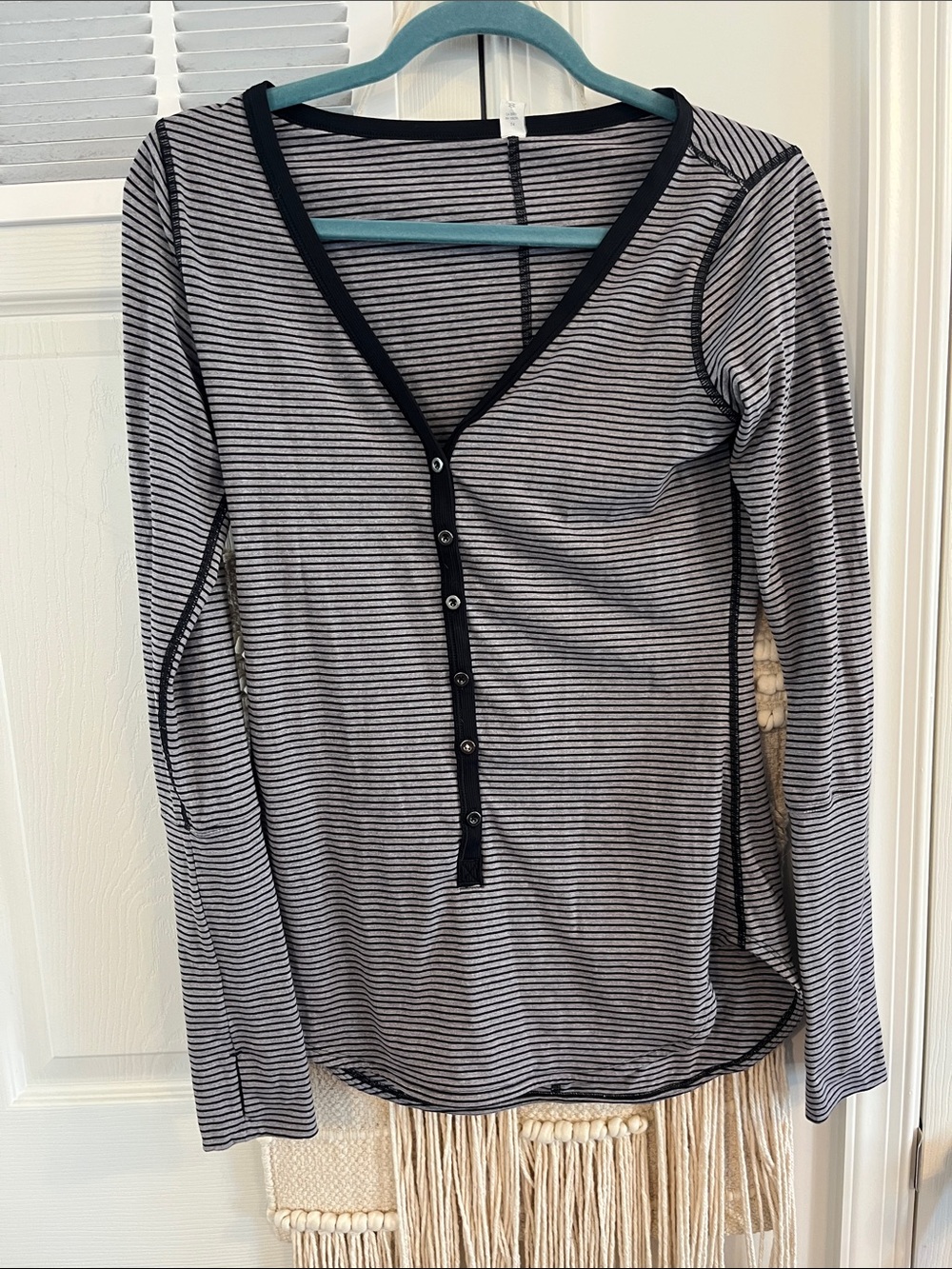 Lululemon Striped Long-Sleeve Henley Top